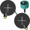 Riozoo TV Wire Hider Kit for Wall Mount TV, White in Wall Cable Management Kit, Includes 2-3/8"(60mm Hole) 2 Pass Throughs and Hole Saw Drill Attachment for Easy Install(Black) (RO-YCX-2P-BK)