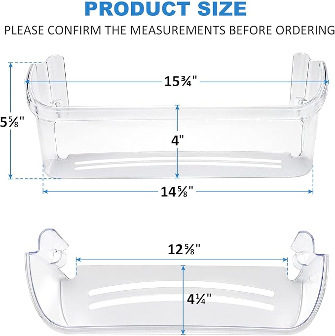 UPGRADED 242126602 Refrigerator Door Bin Shelf Replacement for Frigidaire Electrolux Refrigerator Door Shelf Bin Bottom 2 Shelves - Side Shelf Rack Parts AP6278233 PS12364199 4547407