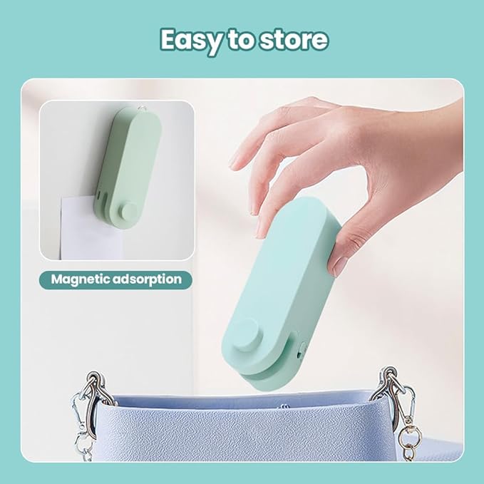 4 in 1 Mini Bag Sealer, 2024 New Mini Bag Sealer with Cutter USB Rechargeable Chip Bag Sealer Heat Seal Portable Bag Resealer for Plastic Bags Snacks & Food Storage Chip Bag Sealer (White, 1pcs)