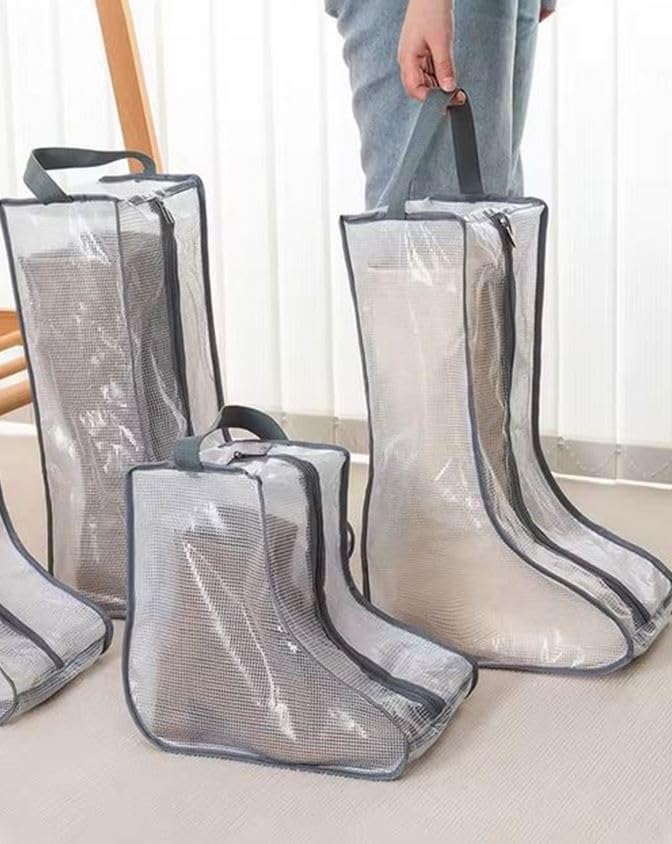 Portable 2 Pack Boots Storage, Tall Boots Storage/Protector Bag | Grey Portable waterproof storage bags are used for travel storage,under the bed,wardrobe,shoe cabinet and other home storage