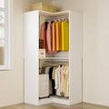 Corner Closet System with Expandable Side Hanging Rod, Modular Closet Organizer System for Walk In Closets, Walkin Closet System Tower Kit