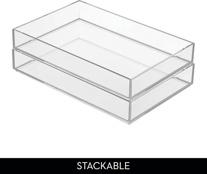 iDesign Clear Drawer Organizer | Plastic Tray, Makeup Storage, Bathroom Vanity, Dresser or Desk