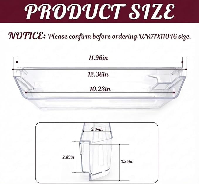 WR71X11046 Door Shelf Bin for GE General Electric Hotpoint Refrigerator Left Hand Middle Door Ice Bin Replace AP5669527 2692259 PS6883669, Holds Jars and Bottles