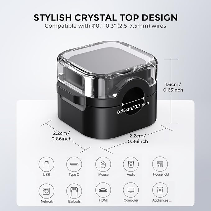 AhaStyle Magnetic Cable Organizer [1s Lock] 6 Pack Cord Holders Cable Clips | Strong Adhesive Hide Cable Cord Keeper Adhesive Wire Organizer Keeper for Nightstand Kitchen Car Office