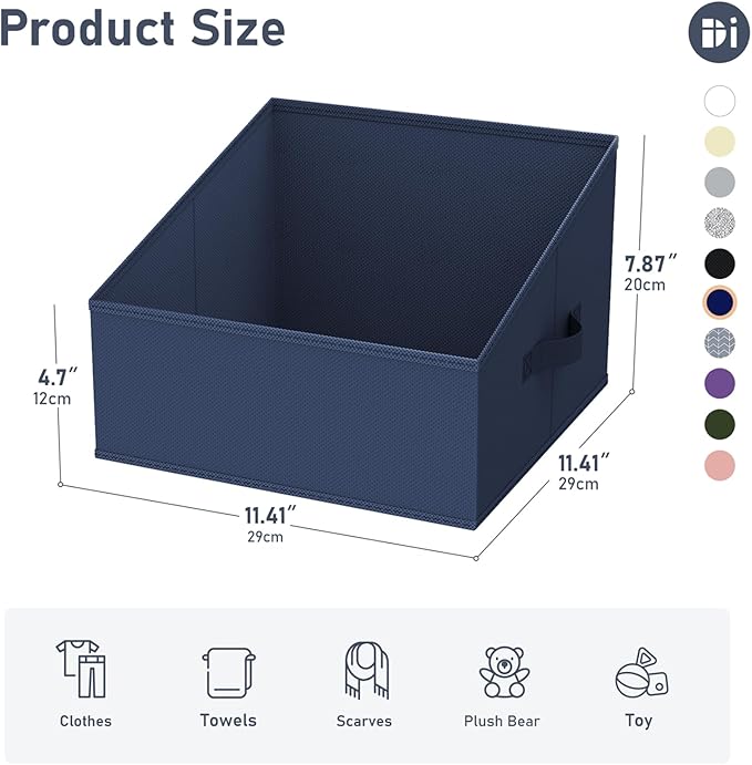 DIMJ Closet Storage Bins 10 Pack - Fabric Storage Baskets for Shelves, Collapsible Clothes Organizer with Handles, Trapezoid Shelf Organization Storage Cubes for Purse, Toys, Books, Towel, Clothes