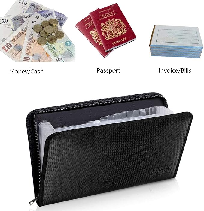 ENGPOW Receipt Coupon Organizer, Fireproof 13 Pockets Accordian Folder | Expanding File Organizer with Labels,Portable Money Storage Holder,Home Office Travel Supplies,A5 Size,(11.4" x 6.7")