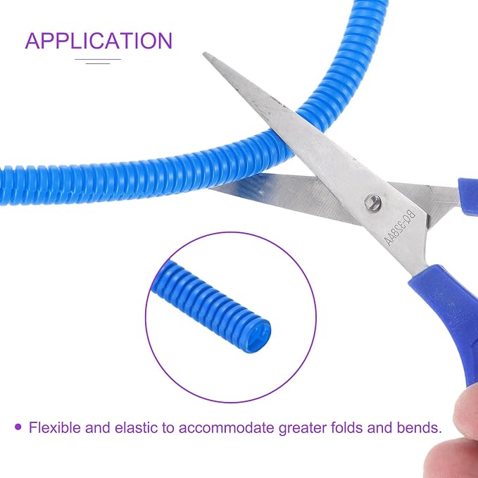 DMiotech 10ft Wire Loom Split Tubing 3/8 Inch(9.5 Mm) ID, Cord Protectors from Pet Flexible Conduit Cable Management for Office, Home, Garden, Blue