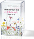I Am Fearfully And Wonderfully Made Acrylic Pencil Pen Holder Cup, Psalm 139:14 Makeup Brush Storage Organizer, Cute Wildflowers Desk Accessories Holder, Graduation Gifts for Daughter Niece