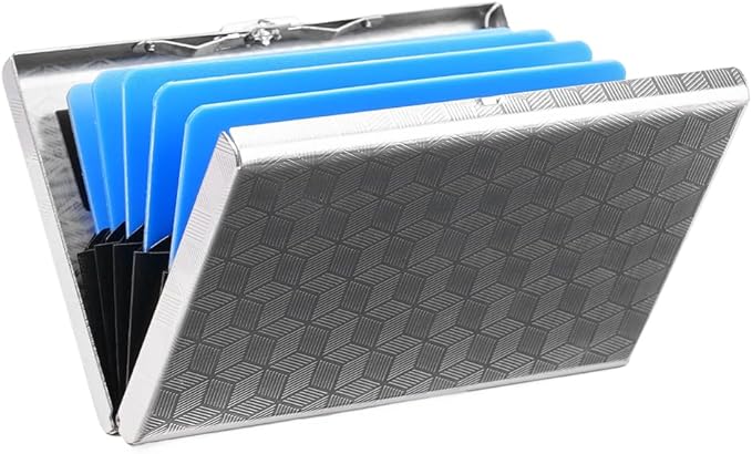 Slim Credit Card Holder RFID Blocking Credit Card Stainless Steel Metal Wallet Business Card Cases with 6 Slots Men for Women
