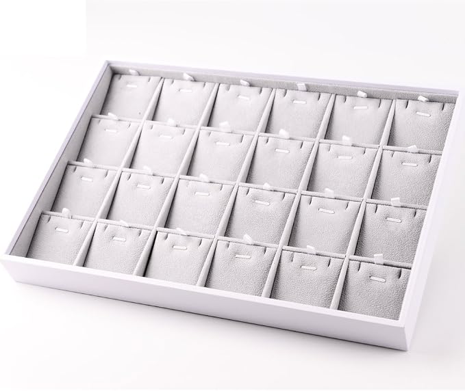 Oirlv Leather Pendant Display Tray White | Stacking Design, Suitable for Home Users or Store Owners Who Need to Display Goods. Suitable for Use Inside Drawers.