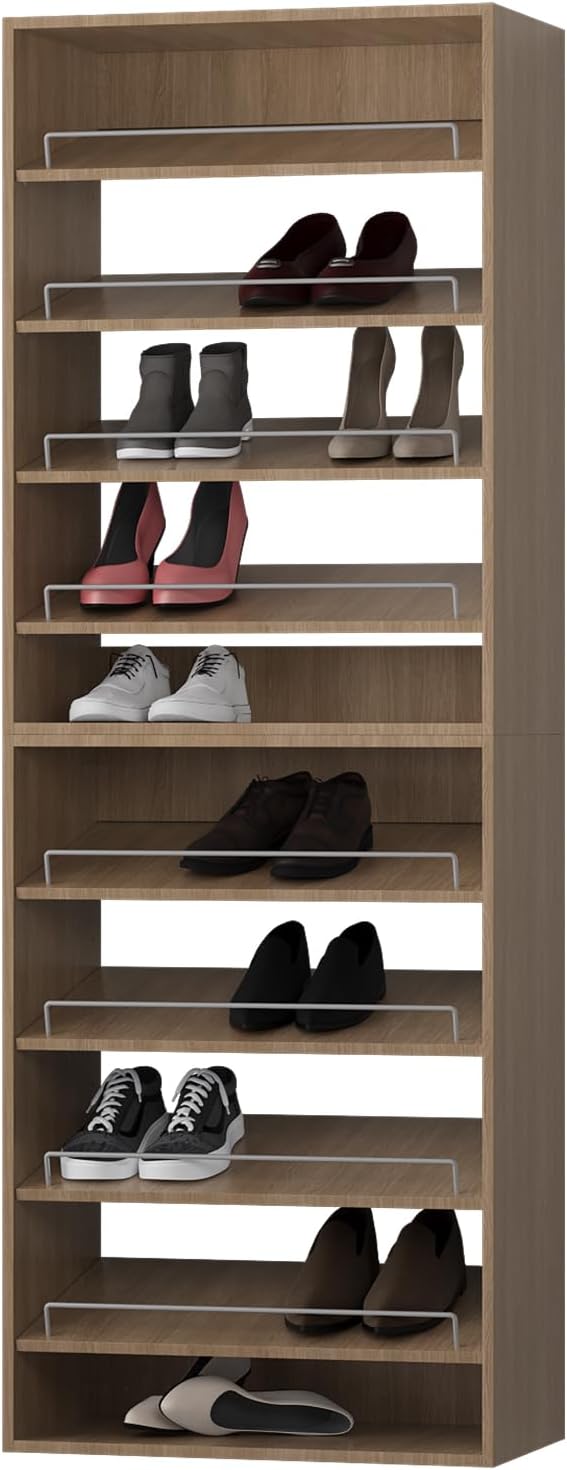 ROOMTEC Modular Closet System, 19.5" Shoe Shelf Closet Tower Wall-Mounted Closet Organizer, Wooden Tower for Walk-In Closets, Wardrobe Storage Kit, Wood