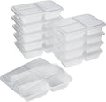 GoodCook Food Storage Containers for Meal Prep Rectangle Three Compartments & Made without BPA, 20-Piece, White