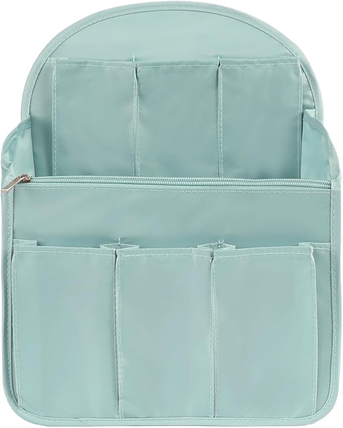 Surblue Backpack Organizer Insert Liner Hanging Travel Rucksack Purse and Handbag Insert Pocket, High-capacity Divider Foldable Nylon Shoulder Bag Organizer for Men and Women, (Skyblue, L)