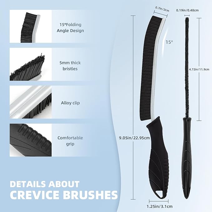 TQRR Hard Bristle Crevice Cleaning Brush-Thin Gap Scrub Brush, Small Cleaning Brush, Grout Brush, Kitchen Brush, Cleaning Tools for Toilet, Bathroom, Sink, Home, Household, Window (3, Lichen Blue)
