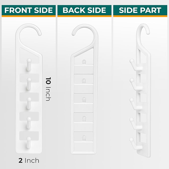 CraftyCrocodile Space Saving Hangers for Clothes - 4 in Pack, Heavy Duty Plastic, Multi Closet Space Savers for Shirts, Pants, Jeans, Sweaters - Hanger Organizer Space Saver, White