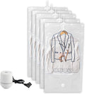 Large Garment Covers, Pack of 5, Vacuum Storage Bag with Electric Pump, Clear Compression Airtight Sealer Bags with Hanging Buckle, Hanging Clothes Storage(110cm/43in)