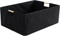 1Pcs Black basket Black Storage Baskets Linen Decorative Storage Bins with Wooden Handles Foldable Rectangular Storage for Shelves, Closets, Home, Office
