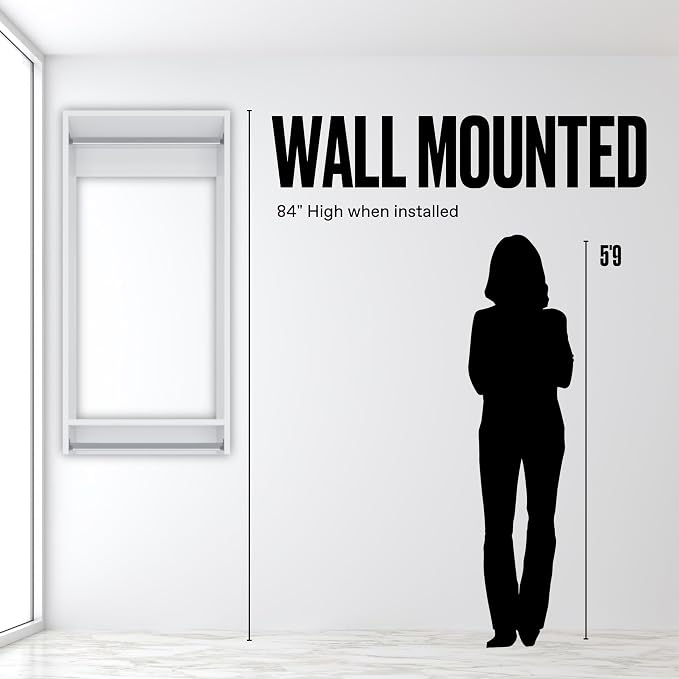 Double Hanging Closet Unit - Modular Corner Closet System With Hanging & Shelves (White, 33 inches Wide)