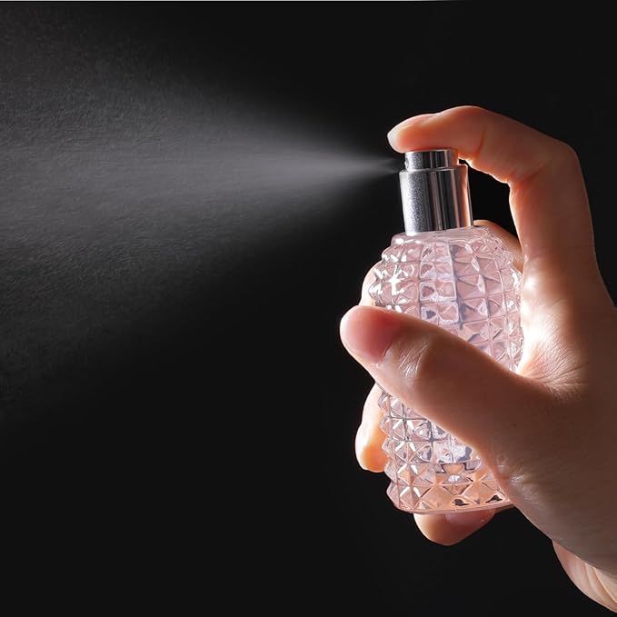 50ml/1.7 Oz Glass Spray Bottle Perfume Atomizer,Perfume Travel Refillable Spray Bottle Empty with 3 Kinds of Dispenser (A2)