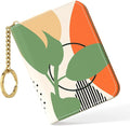Nipichsha Credit Card Holder, Small RFID Card Wallet for Women, Slim Leather Card Holder Wallet, Credit Card Wallet Organizer, Pocket Business Card Case with Zipper & Keychain, Modern Abstract Art