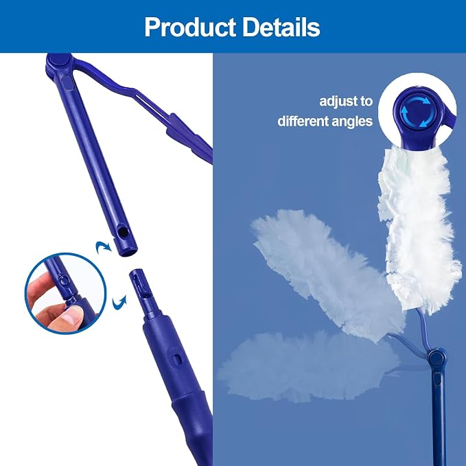 Replacement Handles Compatible with Swiffer Duster Refill, Swiffer Duster Extended Handle,Foldable & Extendable Dust Handle Only(Blue 5pcs)