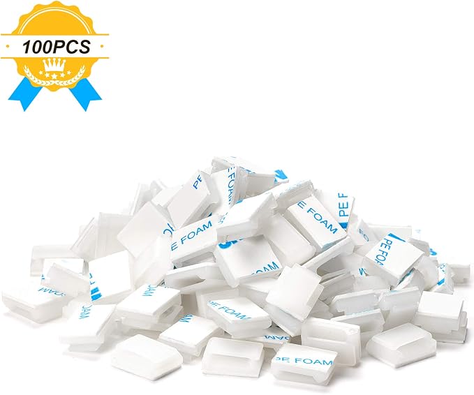 Cable Tidy Management Self Adhesive Cable Clips,100Pack Clamps Fix Led Light Clips (for 10mm(3/8") Wide Strip Light)