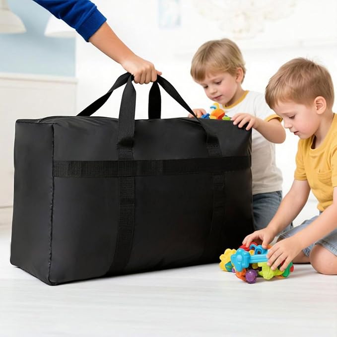 Extra Large Moving Bags with Strong Zippers, Storage Bags with Carrying Handles, Duffle Bag Packing Bags for Moving, Storage, Travel and Camping, Storagebag Totes for Space Saving