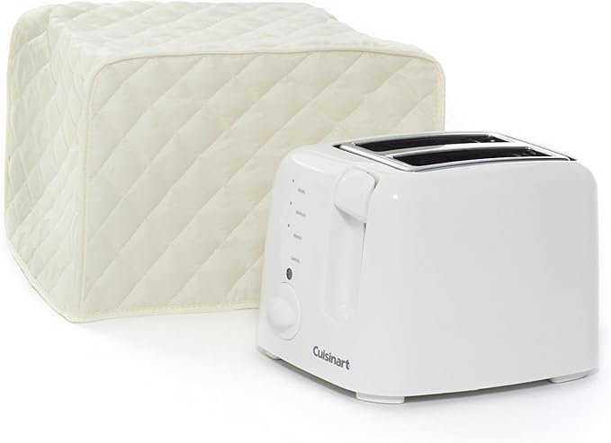 Covermates Keepsakes Toaster Cover – Quilted Appliance Protector for Coutertop Bread Ovens – Dust & Stain Resistant, Washable Slip‑On Design for Countertop Storage, Cream