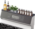 30''Stove Top Shelf for Kitchen Stove, Stainless Steel Magnetic Spice Over the Stove Rack Flat Organizer Black