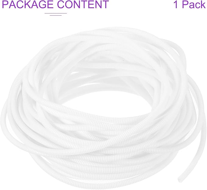 DMiotech 100ft Wire Loom Split Tubing 1/4 Inch(6.5 Mm) ID, Cord Protectors from Pet Flexible Conduit Cable Management for Office, Home, Garden, White