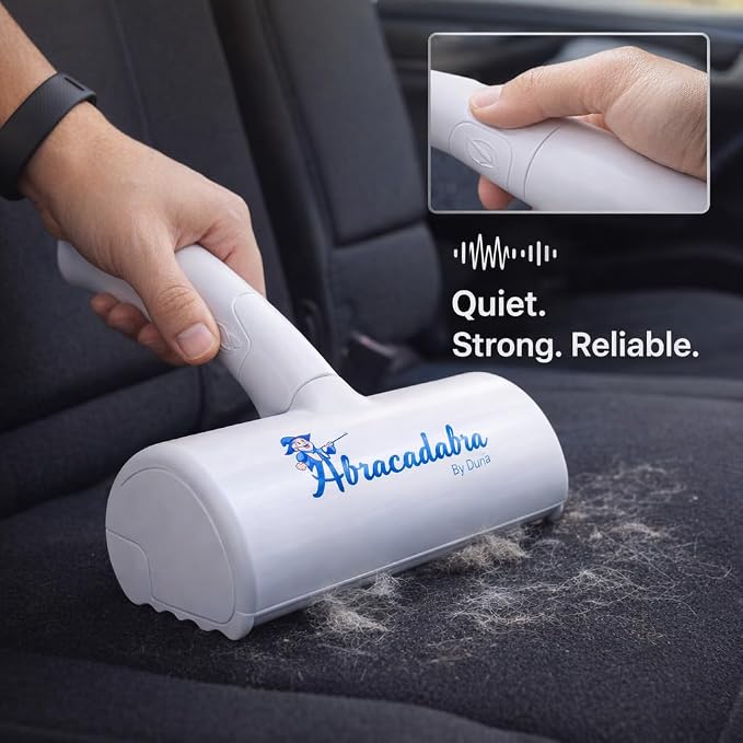 Duna Abracadabra Washable Dual Roller Pet Hair Remover – Original Size Reusable Lint Roller for Cat & Dog Hair on Furniture, Couch, Carpet, Car, Rugs & Bedding – Portable, Eco-Friendly