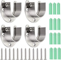 OwnMy 4 Packs Closet Rod End Supports Brackets 1-1/2" Diameter, Silver | U Shaped Stainless Steel Closet Pole Sockets, Flange Rod Holder for Closet Wardrobe Shower Curtain Rod Holders