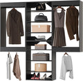 ROOMTEC Modular Closet System, 96" Wall-Mounted Closet Organizer with Hanging Rods and Shelves, Wooden Tower for Walk-In Closets, Wardrobe Storage Kit, Black