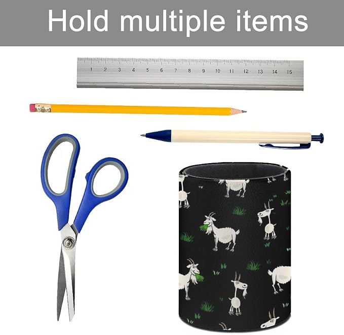 Goat Pen Holder Pencil Cup for Desk Organizer | Cute Makeup Brush Holder PU Multifunctional Office Suppliesfor Decor Home Classroom School