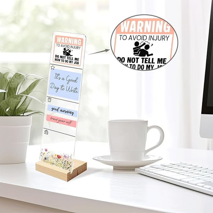 Sticky Notes Monitor Memo Board with Removable Wooden Base Warning Do Not Tell Me How to Do My Job Funny Office Quote Message Board Portable Sticky Note Holder Humorous Desk Decor and Gift