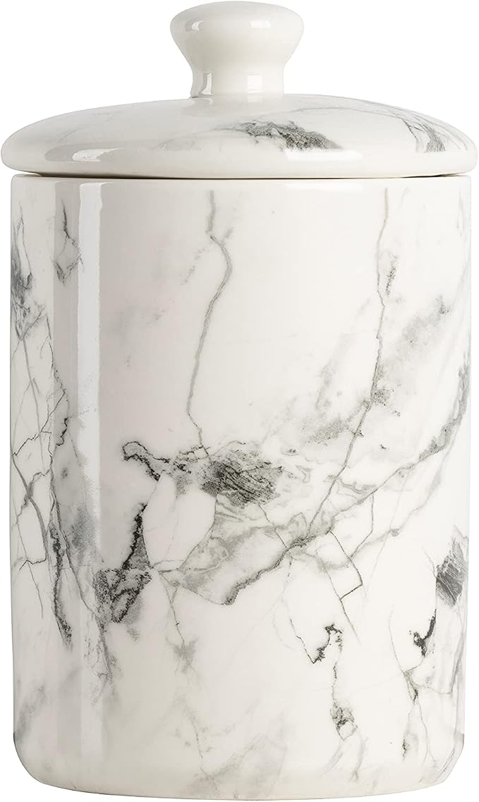 10 Strawberry Street Marble Ceramic Kitchen Canister Set, Set of 3, White/Black