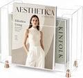 [Upgraded Size]Acrylic Magazine Holder, File & Magazine Rack Floor, Crystal Clear Desk Organizer with Gold Feet, Space-Saving Storage for Office Supplies,Home Office,Book,Newspaper,Study,Vinyl Record