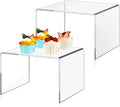 RattanView 2 Pcs 8 Inch Large Acrylic Risers Display Stands 5 mm Thick Acrylic Shelf Riser Showcase for Collectibles Jewelry Cupcakes Food Figures Perfume Cabinet (Clear)