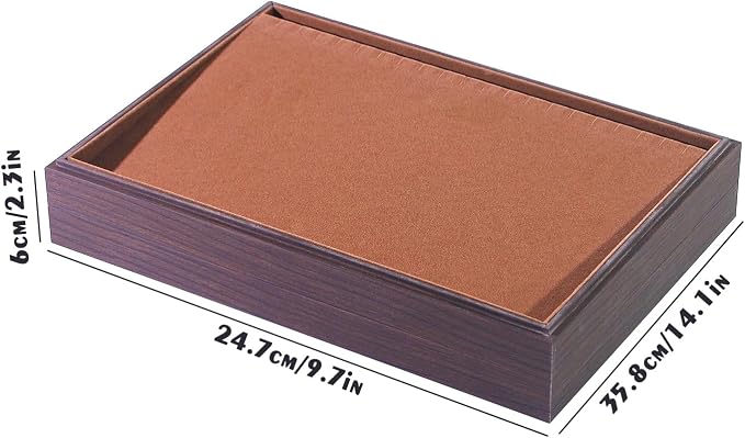 Wood Jewelry Organizer Tray, Necklace Holder (Brown, 2Pc, 20-Slot) | Stackable Jewelry Display, Necklace Display, Tangle-Free Necklace Stand, Pendant Organizer