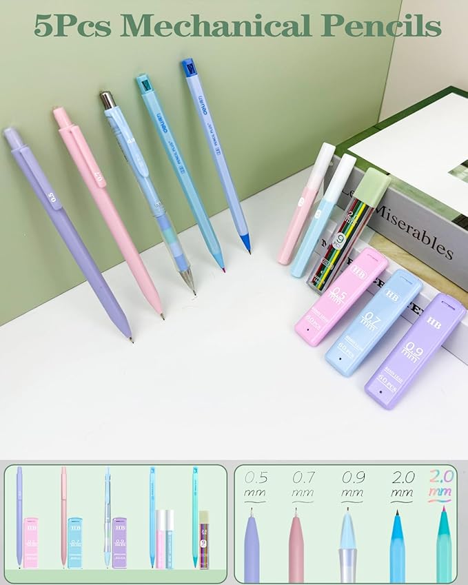 JIZHIYUAN 54PCS Aesthetic School Supplies with Large Pencil Case,12 Pastel Highlighters,5 Black & 6 Color Ink Gel Pens, 6-in-1 Ballpoint Pen,5 Mechanical Pencils 0.5-2.0mm Student Essentials (Green)