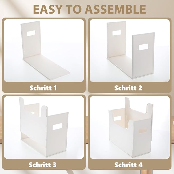 2 Pcs Portable Desktop File, Side Handles, Filing Organizer, Hanging File Folders, Letter Size for Schools Office Home (White)