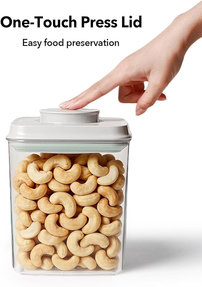 Airtight Food Storage Containers Set with One-Touch Lid, 2-Pack (2.8 QT / 2.65 L) Stackable PET, Best for Cereal, Flour, Rice & Baking Organizers.