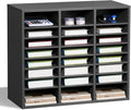 VEVOR Literature Organizer, 24 Compartments Office Mailbox with Adjustable Shelves, Wooden Mailbox Sorter Medium Density Fiberboard Office Home Classroom Storage for Files, Documents, Papers, Grey
