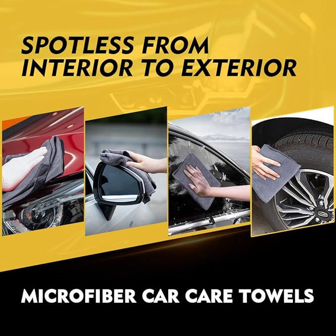 HOMEXCEL Grey Microfiber Cleaning Cloth 6 Pack, 12.5 x 12.5 inch Microfiber Towels for Cars, Ultra Absorbent Car Washing Cloth, Lint Free Streak Free Cleaning Rags for Car, Kitchen, and Window