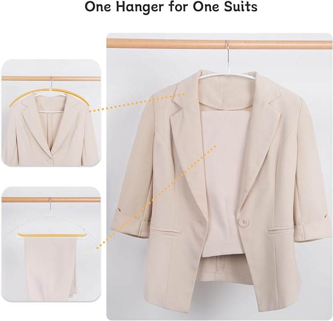Nature Smile Non Slip PVC Coating Sweater Hangers,Dress Suit Coat Hangers,Wide Shoulder Bump Free Golf T Shirts Clothes Hangers (White Color 20 Pack)
