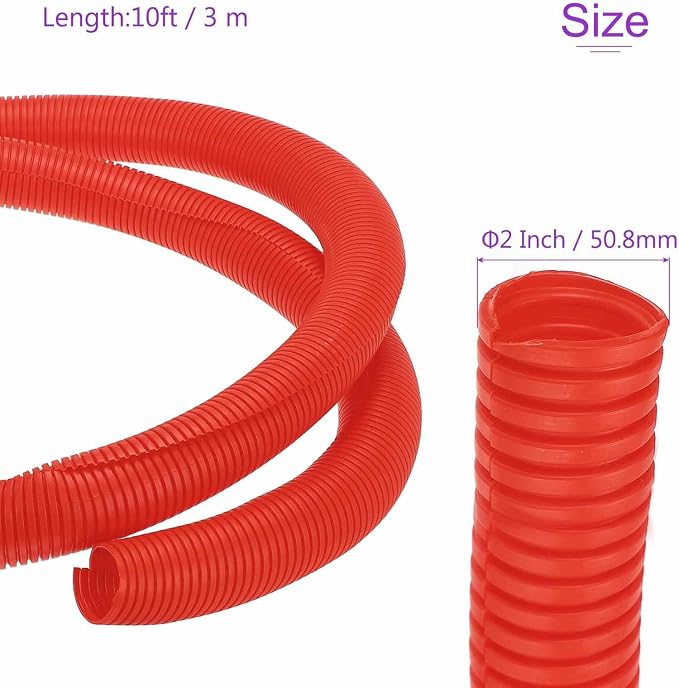 DMiotech 10ft Wire Loom Split Tubing 2 Inch(50.8mm) ID, Cord Protectors from Pet Flexible Conduit Cable Management for Office Home Garden, Red