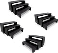 Yikaroeli 12Pcs Display Riser Black Wood Risers Small Wooden Stand 3 Tiered 4 Set Wood Racks Decorative Rectangular, Perfume Risers Cologne Organizer for Table(Black)