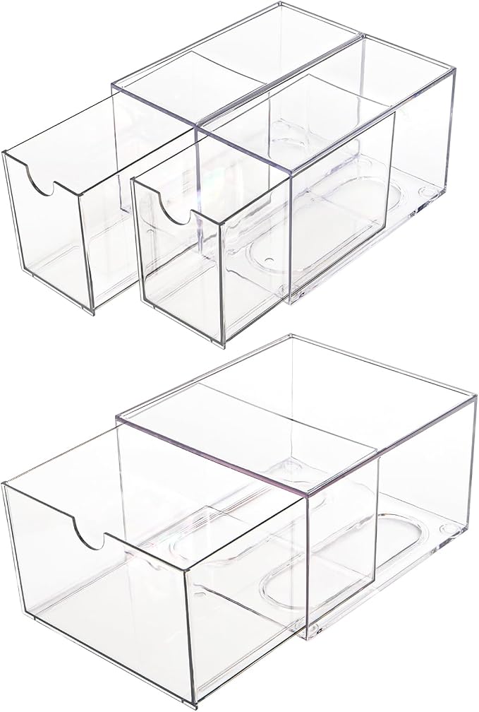 Yarlung 3 Pack Coffee Pod Organizer Tea Bag Holder, Clear Acrylic K Cup Holder Box Stackable Coffee Bar Drawer Container for Cabinet Countertop Storage