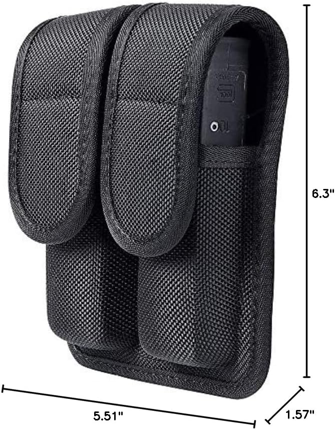 Molded Double Mag Pouch Holster with Double and Single Stack Magazines .380, 9mm & 40 Cal for S&W M&P Ruger Glock Walther H&K