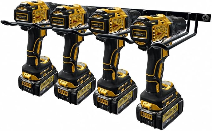 Drill Holder, Power Tool Organizer, Wall Mount 4 Cordless Metal Shelf Holder, Utility Storage Rack for Dewalt Cordless Tools for father day gifts
